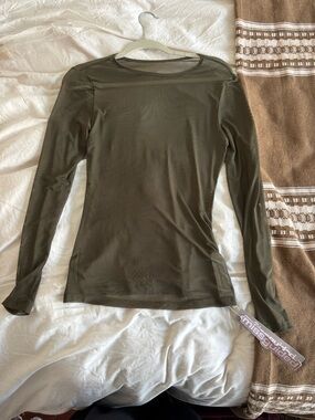 Missguided Olive Green Long Sleeve Mesh Top